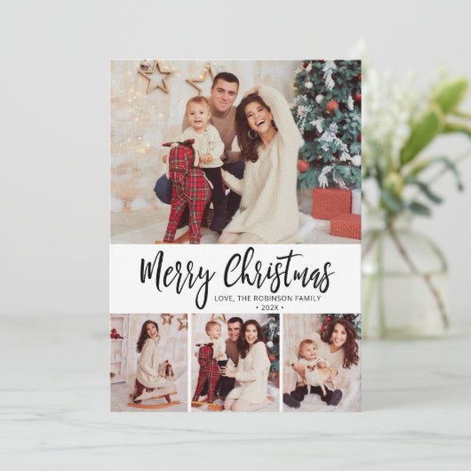 Buffalo Kariert Simple 4 Foto Collage Weihnachten (Stehend Vorderseite)