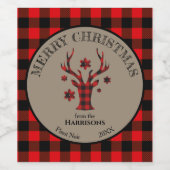 Buffalo Kariert Snowflake Antler Deer Weinetikett (Einzelnes Label)