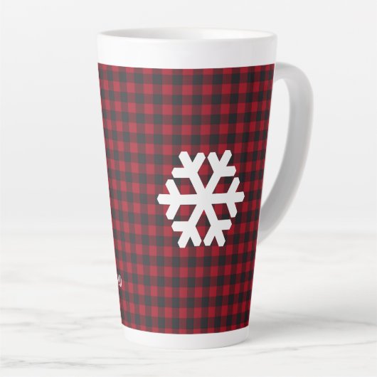 Buffalo Kariert Snowflake Urlaub Latte Tasse (Rechte Ecke)