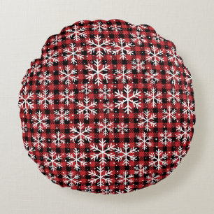 Buffalo Kariert Snowflake Wintermuster Rundes Kissen