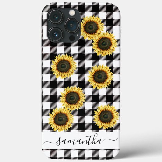 Buffalo Kariert Sunflower Schwarz-weiß Monogram Case-Mate iPhone Hülle (Rückseite)