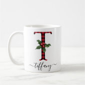 Buffalo Kariert T Monogram Weihnachtskaffee Tasse (Links)