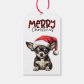 Buffalo Kariert Text Chihuahua Welpe Weihnachten Geschenkanhänger (Vorderseite)