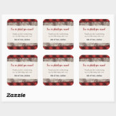 Buffalo Kariert Tree Trunk Rustic Vielen Dank Quadratischer Aufkleber (Blatt)