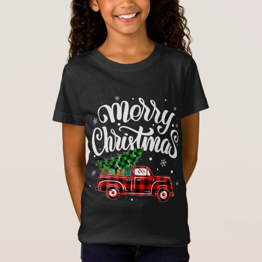Buffalo Kariert Truck Wagon Weihnachtsbaum Weihnac T-Shirt (Vorderseite)