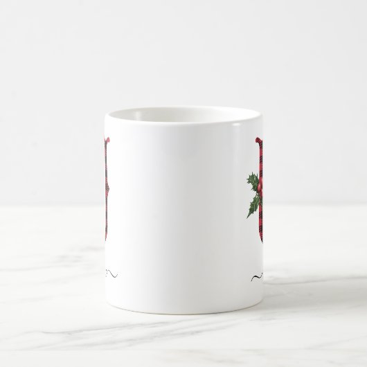 Buffalo Kariert U Monogram Weihnachtskaffee Tasse (Mittel)