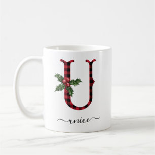 Buffalo Kariert U Monogram Weihnachtskaffee Tasse