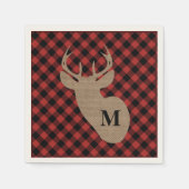 Buffalo Kariert und Burlap Monogram Deer Serviette (Vorderseite)