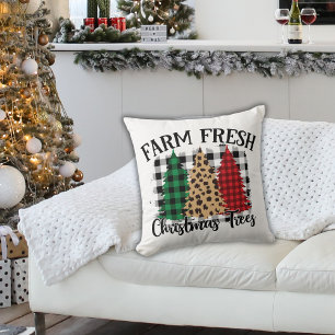Buffalo Kariert und Leopard Print Chistmas Bäume Kissen