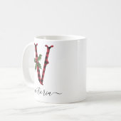 Buffalo Kariert V Monogram Weihnachtskaffee Tasse (Vorderseite Links)