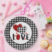Buffalo Kariert Valentines Liebe Pappteller (Party)