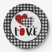 Buffalo Kariert Valentines Liebe Pappteller (Vorderseite)