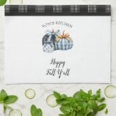 Buffalo Kariert Watercolor Blue Pumpkin Geschirrtuch (Gefaltet)