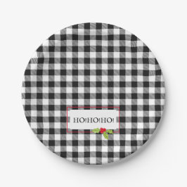 Buffalo Kariert Weihnachten Holly HO! HO! HO! Feie Pappteller