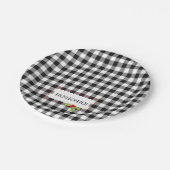 Buffalo Kariert Weihnachten Holly HO! HO! HO! Feie Pappteller (Schrägansicht)