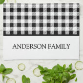 Buffalo Kariert Weihnachten Schwarz-weiß Geschirrtuch (Gefaltet)