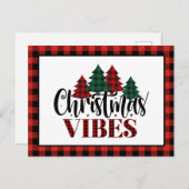 Buffalo Kariert Weihnachtsbaum Weihnachtsvibes Feiertagspostkarte (Vorne/Hinten)