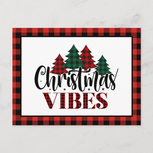 Buffalo Kariert Weihnachtsbaum Weihnachtsvibes Feiertagspostkarte (Vorderseite)