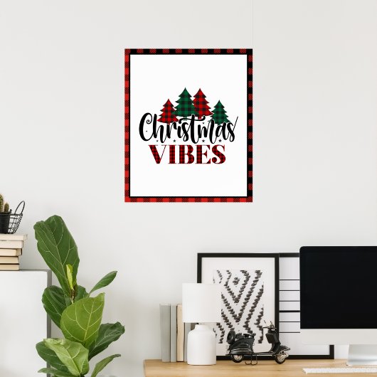 Buffalo Kariert Weihnachtsbaum Weihnachtsvibes Poster (Heimbüro)