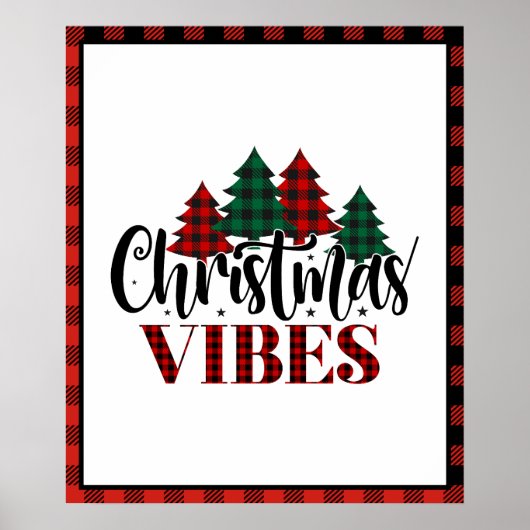 Buffalo Kariert Weihnachtsbaum Weihnachtsvibes Poster (Vorne)