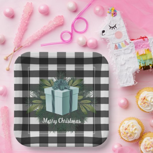 Buffalo Kariert Weihnachtsgeschenk | AQUAMARIN Pappteller (Party)