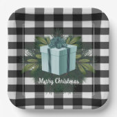 Buffalo Kariert Weihnachtsgeschenk | AQUAMARIN Pappteller (Vorderseite)