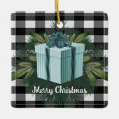 Buffalo Kariert Weihnachtsgeschenk | Aquamariner U Keramikornament (Vorderseite)
