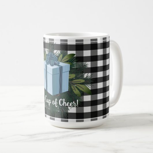 Buffalo Kariert Weihnachtsgeschenk | Blau Kaffeetasse (VorderseiteRechts)