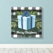 Buffalo Kariert Weihnachtsgeschenk | Blau Leinwanddruck (Insitu (Holzboden))