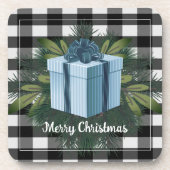 Buffalo Kariert Weihnachtsgeschenk | Blue Holiday Getränkeuntersetzer (Vorderseite)