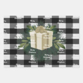 Buffalo Kariert Weihnachtsgeschenk | Gold Geschenkpapier Set (Vorderseite 3)
