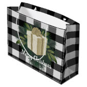 Buffalo Kariert Weihnachtsgeschenk | Gold Große Geschenktüte (Rückseite Schrägansicht)