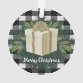 Buffalo Kariert Weihnachtsgeschenk | Gold Ornament (Rückseite)