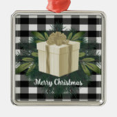 Buffalo Kariert Weihnachtsgeschenk | Gold Ornament Aus Metall (Vorne)