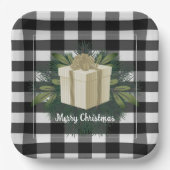 Buffalo Kariert Weihnachtsgeschenk | Gold Pappteller (Vorderseite)