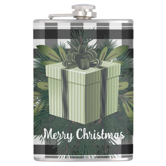 Buffalo Kariert Weihnachtsgeschenk | Grün Flachmann (Vorderseite)