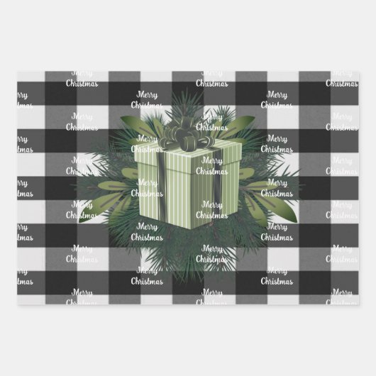 Buffalo Kariert Weihnachtsgeschenk | Grün Geschenkpapier Set (Vorderseite 3)