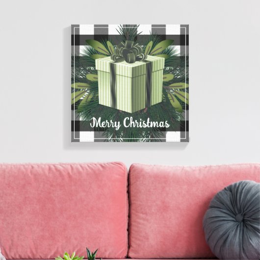 Buffalo Kariert Weihnachtsgeschenk | Grün Leinwanddruck (Insitu (Wohnzimmer))