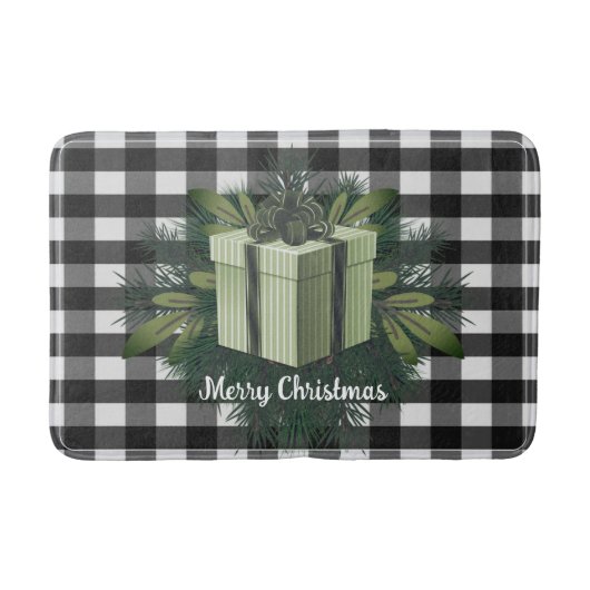 Buffalo Kariert Weihnachtsgeschenk | Grüner Urlaub Badematte (Vorderseite)