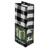 Buffalo Kariert Weihnachtsgeschenk | Grüner Urlaub Geschenktüte Für Weinflaschen (Vorderseite Schrägansicht)