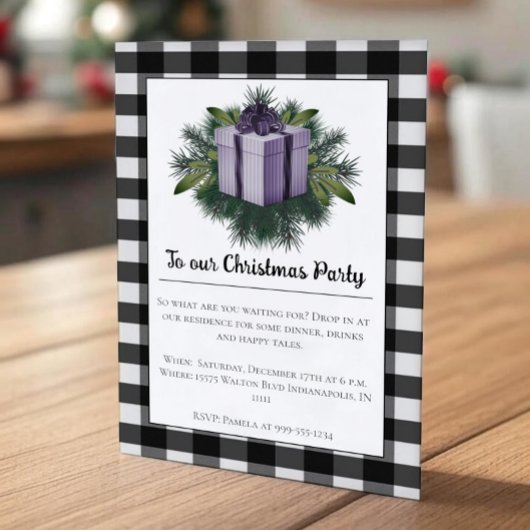 Buffalo Kariert Weihnachtsgeschenk | LILA Einladung