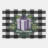 Buffalo Kariert Weihnachtsgeschenk | LILA Geschenkpapier Set (Vorderseite)