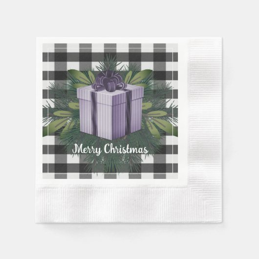 Buffalo Kariert Weihnachtsgeschenk | LILA Serviette (Vorderseite)