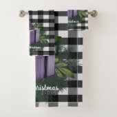 Buffalo Kariert Weihnachtsgeschenk | Lila Urlaub Badhandtuch Set (Insitu)