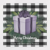 Buffalo Kariert Weihnachtsgeschenk | Lila Urlaub Etiketten (Design 2)