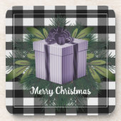 Buffalo Kariert Weihnachtsgeschenk | Lila Urlaub Getränkeuntersetzer (Vorderseite)