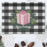 Buffalo Kariert Weihnachtsgeschenk | Pink Holiday Geschirrtuch<br><div class="desc">Fügen Sie eine festliche Touch zu Ihrer Küche in dieser Feriensaison mit einem Buffalo Karierten Weihnachtsgeschenk Holiday Kitchen Handtuch. Das Küchentücher-Design ist mit einem gestreiften Weihnachtsgeschenk ausgestattet,  das vor einem schwarz-weißen Gingham-Hintergrund geschmückt ist. Mit diesem Design sind auch zusätzliche Geschenk- und Urlaubsartikel erhältlich.</div>