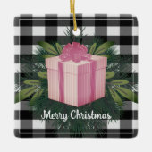 Buffalo Kariert Weihnachtsgeschenk | Pink Holiday Keramikornament (Vorderseite)