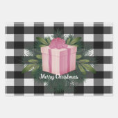 Buffalo Kariert Weihnachtsgeschenk | Rosa Geschenkpapier Set (Vorderseite)