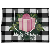 Buffalo Kariert Weihnachtsgeschenk | Rosa Große Geschenktüte (Vorderseite)